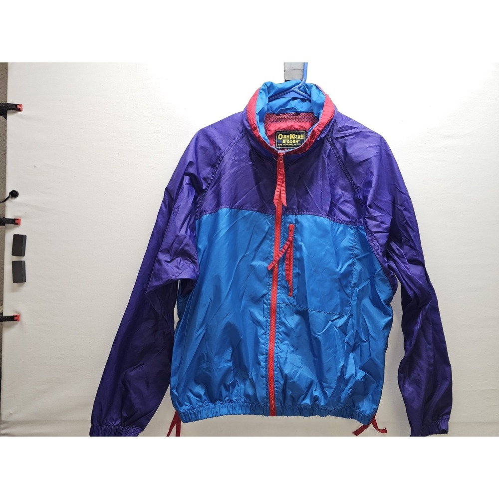 VTG 90s OshKosh B'Gosh Windbreaker Mens M Colorblock Hooded Zip Retro Streetwear